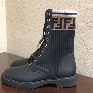 💯 Authentic Fendi Leather Combat Boot with FF